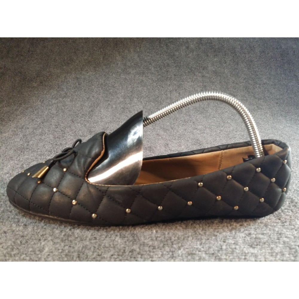 Seven 7 Quilted Studded Ballet Flats Womens Sz 10 Black Bow Low Heel Casual Boho